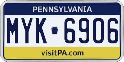 PA license plate MYK6906
