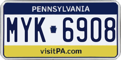 PA license plate MYK6908