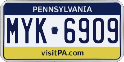 PA license plate MYK6909