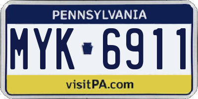 PA license plate MYK6911