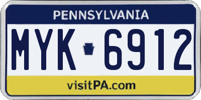 PA license plate MYK6912