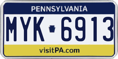 PA license plate MYK6913
