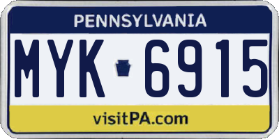 PA license plate MYK6915