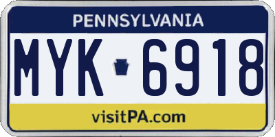 PA license plate MYK6918