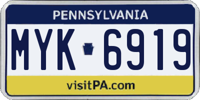 PA license plate MYK6919