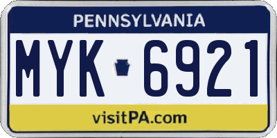 PA license plate MYK6921