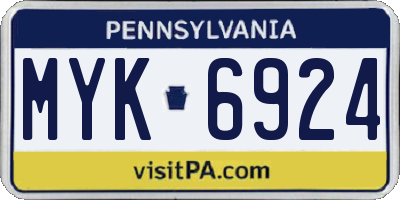PA license plate MYK6924