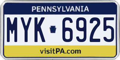 PA license plate MYK6925