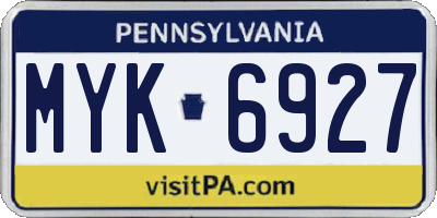 PA license plate MYK6927