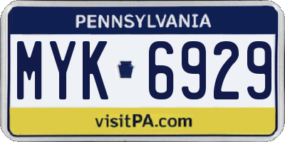 PA license plate MYK6929