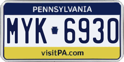 PA license plate MYK6930