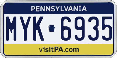 PA license plate MYK6935