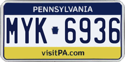 PA license plate MYK6936