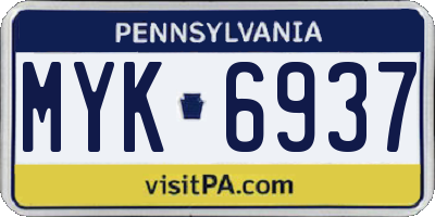 PA license plate MYK6937