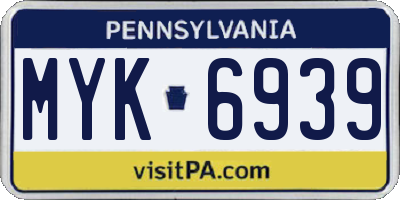 PA license plate MYK6939