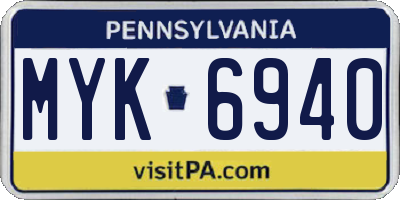 PA license plate MYK6940