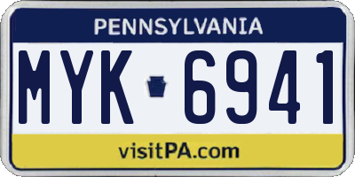 PA license plate MYK6941