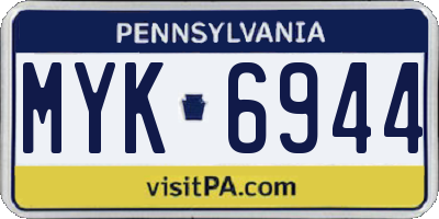 PA license plate MYK6944