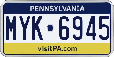 PA license plate MYK6945