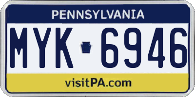 PA license plate MYK6946