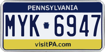 PA license plate MYK6947