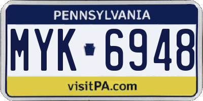 PA license plate MYK6948