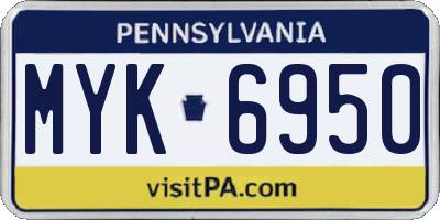 PA license plate MYK6950