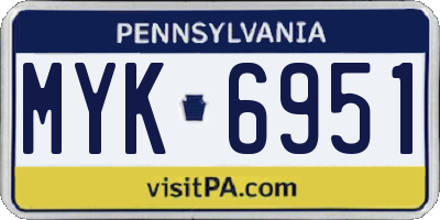 PA license plate MYK6951