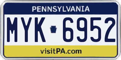 PA license plate MYK6952