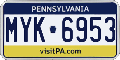 PA license plate MYK6953