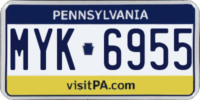 PA license plate MYK6955
