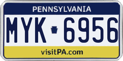 PA license plate MYK6956