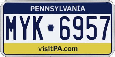 PA license plate MYK6957
