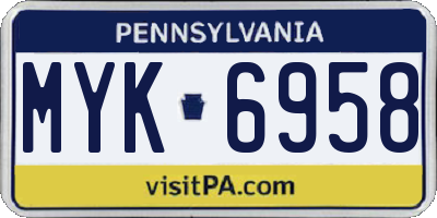 PA license plate MYK6958