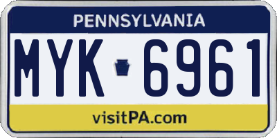 PA license plate MYK6961