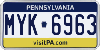 PA license plate MYK6963