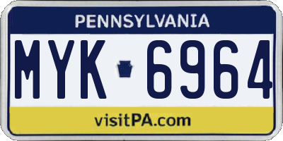 PA license plate MYK6964