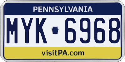 PA license plate MYK6968