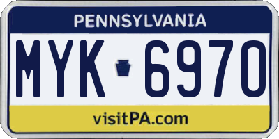PA license plate MYK6970