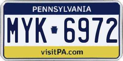 PA license plate MYK6972