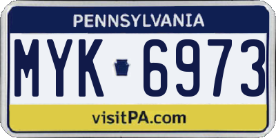 PA license plate MYK6973