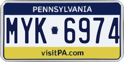 PA license plate MYK6974