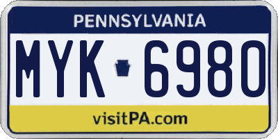 PA license plate MYK6980