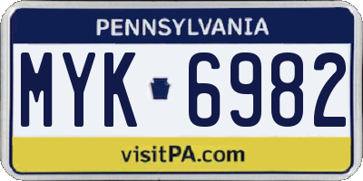 PA license plate MYK6982