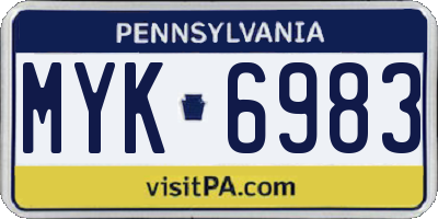 PA license plate MYK6983