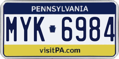 PA license plate MYK6984