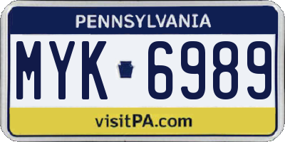 PA license plate MYK6989