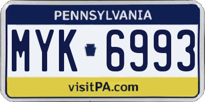 PA license plate MYK6993