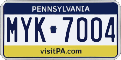 PA license plate MYK7004