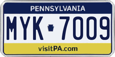 PA license plate MYK7009